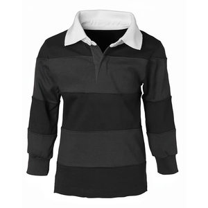 เสื้อรักบี้ลายทางขนาดใหญ่พิเศษแบบ OEM ผ้าฝ้าย คอปกสั้น สำหรับเสื้อปักลายวินเทจ ระบายอากาศได้ดี เสื้อรักบี้เด็กผู้ชาย - Product Image 2