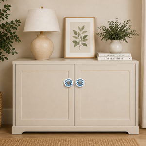 Bouton de meuble en céramique peint à la main avec motif floral |   Poignées de tiroir décoratives pour cuisine, chambre, armoire, commode, meubles, décoration - Product Image 3