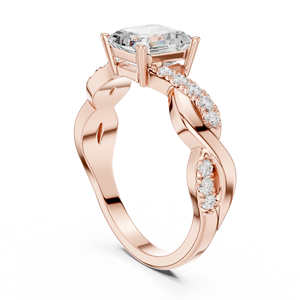 Anillo de Compromiso de Oro Rosa de 14K Más Vendido con Diamante Cultivado en Laboratorio Corte Asscher y Banda Trenzada, Joyería para Mujer - Product Image 3