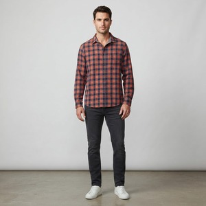 Chemises en flanelle à carreaux surdimensionnées décontractées personnalisées avec strass, délavées à l'acide, boutonnées et à manches longues - Product Image 4