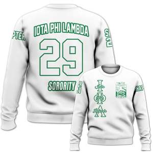 Sudadera Universitaria Personalizada Iota Phi Lambda, Blanca, con el Escudo de la Hermandad Griega, Desde 1929, para Mujer - Product Image 4