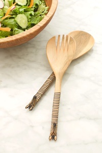 Juego de 2 utensilios de madera de acacia para servir ensaladas, diseño superventas, precio de fábrica al por mayor. - Product Image 3