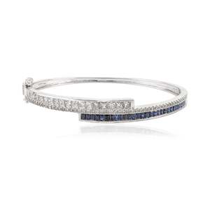18k Yellow Gold Rhodium Plated Emerald Charm <b>Bangle</b> <b>Bracelet</b> - Product Image 3