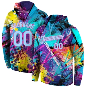 Wholesale Direct Industry New Design Custom Stitched Patchwork Pattern Light Blue-<b>Pink</b> 3D Men's Sweatshirt <b>Hoodie</b> - Product Image 1