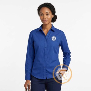 Camisa de Botones para Mujer GREEK TREASURES ODM para la Hermandad Zeta Phi Beta, 100% Algodón, Uniforme de Oficina, Corte Holgado, Logotipo Personalizado - Product Image 2