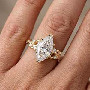 Anillo Art Deco con Diamante Corte Marquesa de 2.02CT, Estilo Clásico, Oro Sólido de 14K, Cultivado en Laboratorio, para Mujer, Estilo Vintage, Regalo de Compromiso - Product Image 5