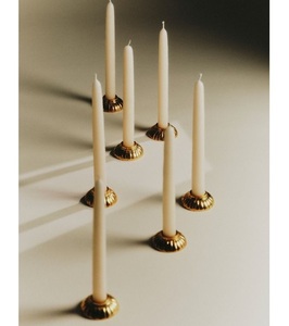 Ensemble de bougeoirs coniques en laiton, centre de table vintage, décoration de mariage, éclairage élégant - Product Image 1
