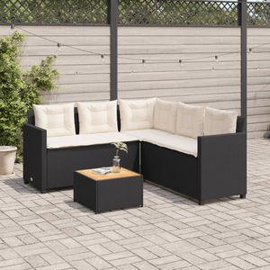 Sofá de Jardín de Madera Maciza de Acacia con Ratán PE Negro y Acero con Recubrimiento en Polvo, Conjuntos de Jardín Elegantes - Product Image 3