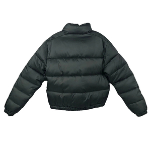 Men's Black Puffer <b>Jacket</b> Stand Collar <b>Zipper</b> Closure Windproof Winter Coat Casual Short Thick Polyester Fiber Filling - Product Image 5