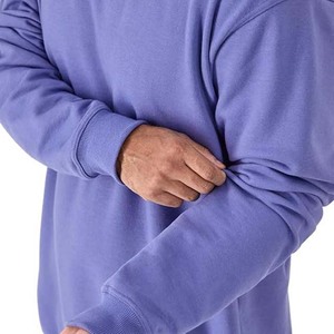 Sweat-shirt pour homme, coupe ample, couleur unie, violet, col rond, manches régulières, en coton tricoté, décontracté, pour l'automne, en vente - Product Image 6