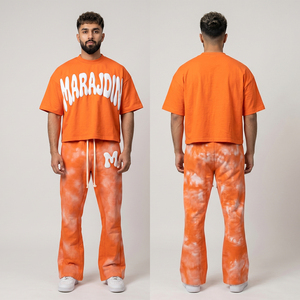 New Hot Selling Breathable Lightweight Eco-Friendly Summer Casual Streetwear Custom Printed Solid 100% Cotton T-shirt Trouser - Product Image 1