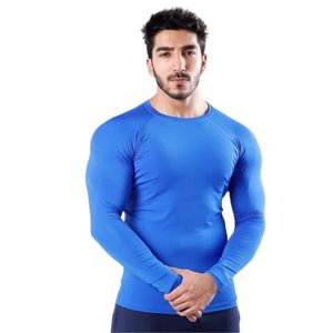 Camiseta de Compresión de Manga Larga para Hombre, Cuello Redondo, Color Azul Rey, Ajuste Delgado, para Gimnasio, Entrenamiento, Deportes y Actividades - Product Image 1