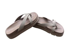 Women's Beige Micro Leather Strap Platform <b>Sandals</b> Open Toe Cushioned EVA Sole Anti-Slippery Breathable Soft Summer Flat Slip-On - Product Image 4