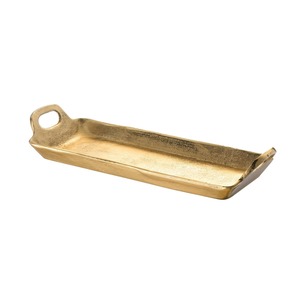 Architectural Rectangular Metal Serving Tray with <b>Square</b> <b>Frame</b> Handles - Antique Brass Finished Serving Board - Product Image 3