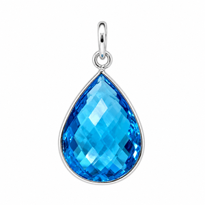 Colgante de Topacio Azul Corte Pera en Plata de Ley 925 con Baño de Rodio, Joyería de Lujo para Mujer/Unisex - Product Image 1