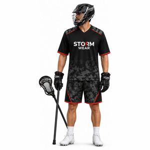 เสื้อลาครอสผู้ชาย Storm Wear ลายพรางสีดำแดง 07 ผ้าโพลีเอสเตอร์ซับเหงื่อ ระบายอากาศได้ดี แขนสั้น - Product Image 5