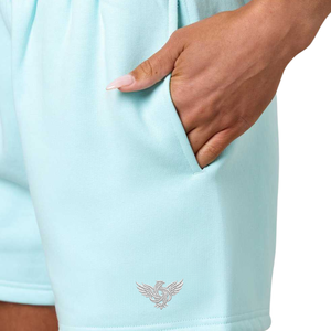 Shorts pour femmes, bleu ciel, en coton léger, séchage rapide, respirant, shorts de sport, poches latérales, taille élastique, décontracté, course à pied, gym - Product Image 3