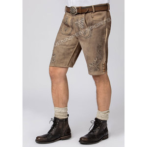 Shorts traditionnels bavarois pour hommes en cuir de vachette véritable suédé, coupe classique, couleur personnalisable, haute qualité, très tendance - Product Image 5