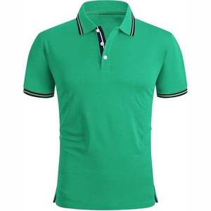 Index <b>Men's</b> <b>Green</b> Solid Color <b>Polo</b> <b>Shirt</b> Short Sleeve Casual Woven Oxford Fabric Button Design - Product Image 4