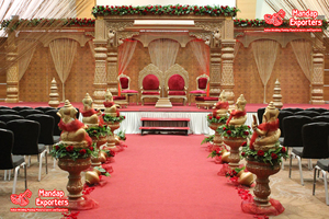 Mandap de Fibra Redondo para Bodas Maharani, Mandap de Fibra con Temática de Boda Tamil, Mandap Tradicional de Madera Tallada a Mano, Bélgica - Product Image 5