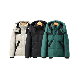 Chaqueta de lona acolchada para hombre, gruesa y cálida para invierno, con bloques de color, cuello alto, reversible, informal, cortavientos - Product Image 2