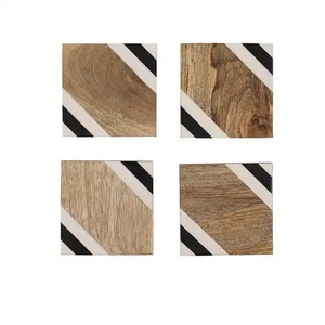 Custom Eco-Friendly Wooden & Resin Inlay <b>Square</b> Coaster with Holder <b>Set</b> 4mm/5mm Thickness Made in Uttar Pradesh - Product Image 5