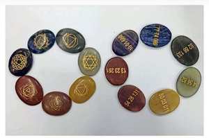 Icônes de chakras sacrés et chiffres angéliques gravés sur pierres de cristal pour la guidance divine, la pleine conscience et l'équilibre spirituel - Product Image 1