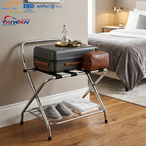 KD Commercial Folding Hotel Luggage Rack Chrome Finished Luggage Suitcase Stand <b>Holder</b> for Guest Room - Product Image 1