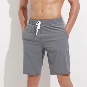 Shorts de bain pour homme, couleur orange, séchage rapide, avec cordon de serrage, taille élastique, style bermuda décontracté, 100% polyester, couleur unie, poches - Product Image 3