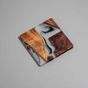 Natural Square Wood Resin Coasters epoxy Coaster Resin Handicrafts Tea Coasters Modern Design Non-Slip By Fashion Craft India - Product Image 2
