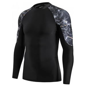 Vente en gros de chemises de compression à manches longues pour hommes, imprimées avec un motif, protection UV, fournisseur de logo personnalisé - Product Image 3