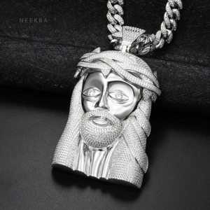 Colgante de Moissanita Extragrande, Colgante de Jesús Completamente Adornado con Piedras, Pieza de Plata de Ley 925, Colgante de Moissanita de Cristo Hecho a Mano - Product Image 4