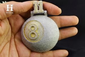Collar Personalizado con Colgante de Bola de Billar 8-Ball con Diamantes de Moissanita y Micro Pavé VVS, Esfera 3D, Número de Camiseta Personalizado 11, Joyería para Hombre - Product Image 3