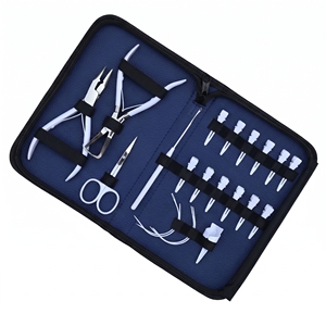 Kit d'outils professionnels pour l'application d'extensions de cheveux avec pinces à micro-anneaux, outil de retrait de perles, outil à crochet, pinces de sectionnement et aiguille - Product Image 1