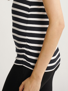 Camiseta sin mangas fruncida lateralmente para embarazadas Bmama, blusa elástica sin mangas para embarazo, ropa casual posparto, venta al por mayor OEM - Product Image 3