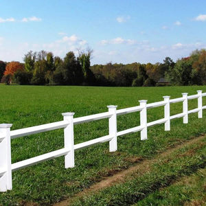 Valla rectangular de dos rieles para caballos, de 3 pies, con vinilo grabado termotratado, tipo pista de carreras, y valla de PVC para margen de río - Product Image 4
