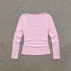 Nouveau T-shirt Y2K tendance pour femme, coupe courte, manches longues, logo personnalisé, mode féminine, haute qualité, ajustement slim, chic, couleur unie - Product Image 3