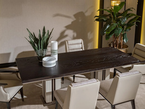 Modern Solid Teak Wood <b>Dining</b> Room Set Marble <b>Top</b> 6 Chairs Rectangle <b>Table</b> Minimalist Scandinavian Villa Home Furniture - Product Image 5