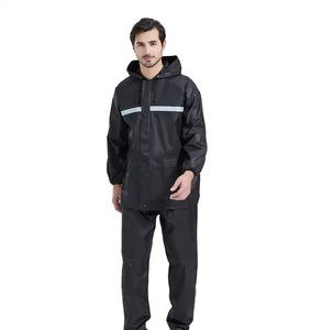 Traje Impermeable Unisex para Adultos, de Manga Larga, con Capucha, de una Pieza, para Todas las Estaciones, Chaqueta y Pantalones Negros de Poliéster - Product Image 2