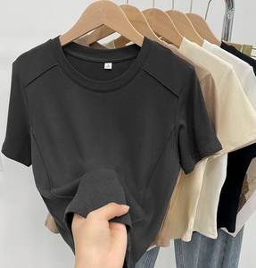 T-shirt décontracté pour femme, coupe ajustée, 100% coton, manches courtes, personnalisé, anti-rides, séchage rapide - Product Image 5