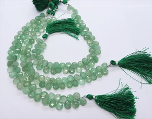 Cuentas facetadas en forma de pera de fresa verde natural, cuentas de piedras preciosas de fresa, 8x10 mm, cuentas de fresa verde de 8 pulgadas para joyería - Product Image 2