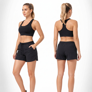 Shorts de sport tricotés pour femmes, taille mi-haute, avec cordon de serrage et poches latérales, pour la gym et la course à pied - Product Image 6