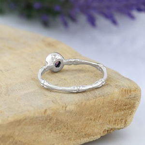 Bague de mariage et de fête en argent sterling 925 plaqué or rose avec améthyste violette, motif floral, bijoux pour femme avec pierre précieuse et pierre de naissance, vente en gros OEM - Product Image 4