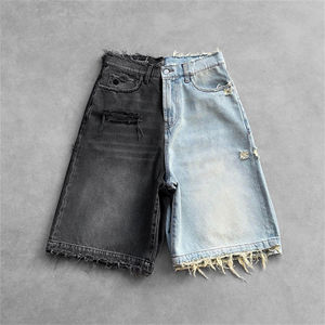 Shorts en jean délavé personnalisés de haute qualité pour homme, style streetwear décontracté, coupe oversize, effet usé, séchage rapide - Product Image 4