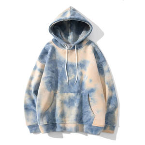 Sweat-shirt à capuche unisexe tie-dye, coupe oversize, manches classiques, tricoté, décontracté, avec poche, style automne - Product Image 2