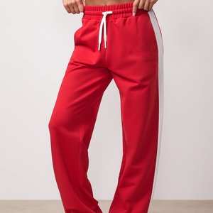 <b>Women</b>’s Contrast Side <b>Stripe</b> Sweatpants Relaxed Straight Fit Drawstring Track <b>Trousers</b> Elastic Waist Casual Sportswear Lounge Pa - Product Image 3