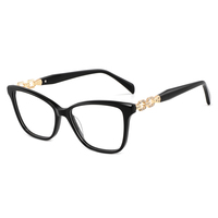 Gafas de moda para mujer 2026: Monturas ópticas ligeras de acetato de aro completo con forma de ojo de gato y patillas de diseño.