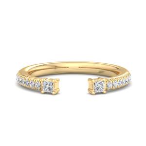 Anillo abierto de oro rosa de lujo con diamante talla princesa, ajustable, tipo banda envolvente, minimalista, apilable, joyería de moda para mujer - Product Image 6