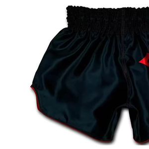 Men's Red Black Muay Thai Boxing Shorts <b>Elastic</b> Waist Polyester/Cotton Front Logo Print Sporty Quick Dry MMA - Product Image 5