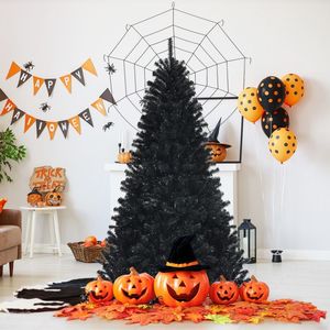 Black Artificial Christmas <b>Tree</b> with Purple LED <b>Lights</b> for Halloween Decorations - Product Image 2